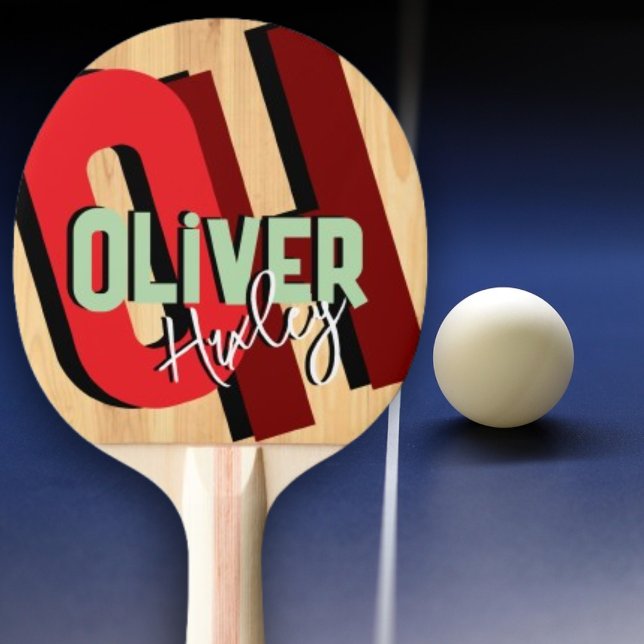 Raquette De Ping Pong Table Tennis Player Couleur Nom Gras Monogramme (Créateur téléchargé)