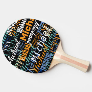 Raquette De Ping Pong Tableau de tennis de typographie Nom de joueur Coo