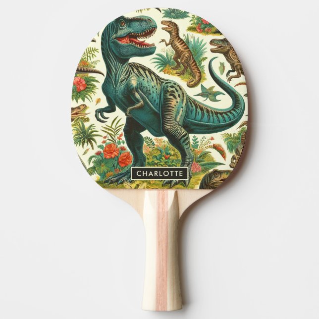 Raquette De Ping Pong Tableau Dinosaure vintage (Devant)