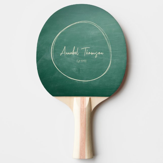 Raquette De Ping Pong Tableau Vert Nom dans Cercle Dessiné (Devant)