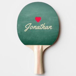 Raquette De Ping Pong Tableau Vert Rétro Signature en Forme de Cœur