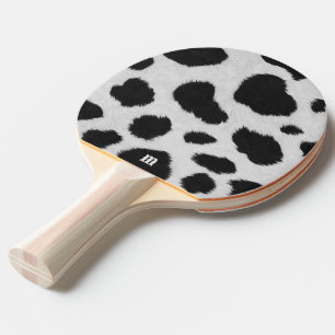 Raquette De Ping Pong Taches de vache noire et blanche texture motif fau