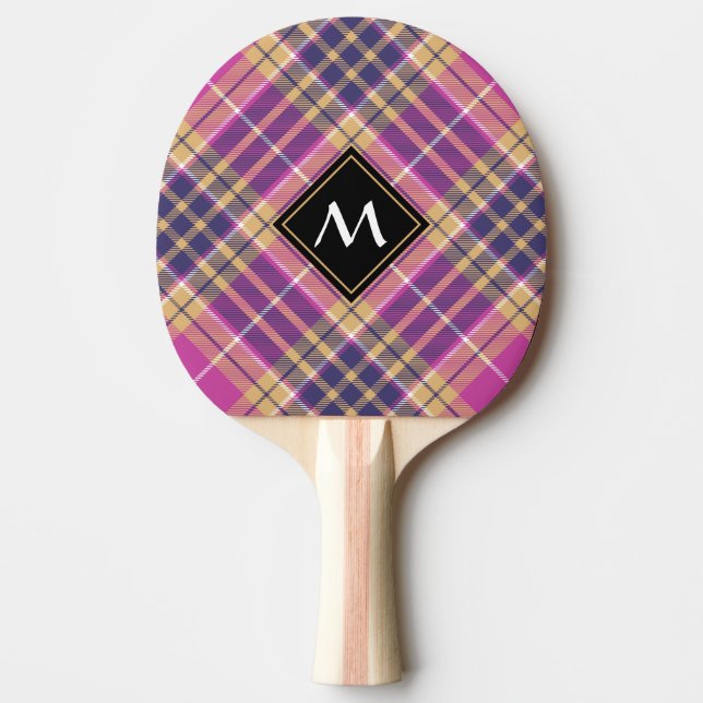 Raquette De Ping Pong Tartan rose, or et bleu (Devant)