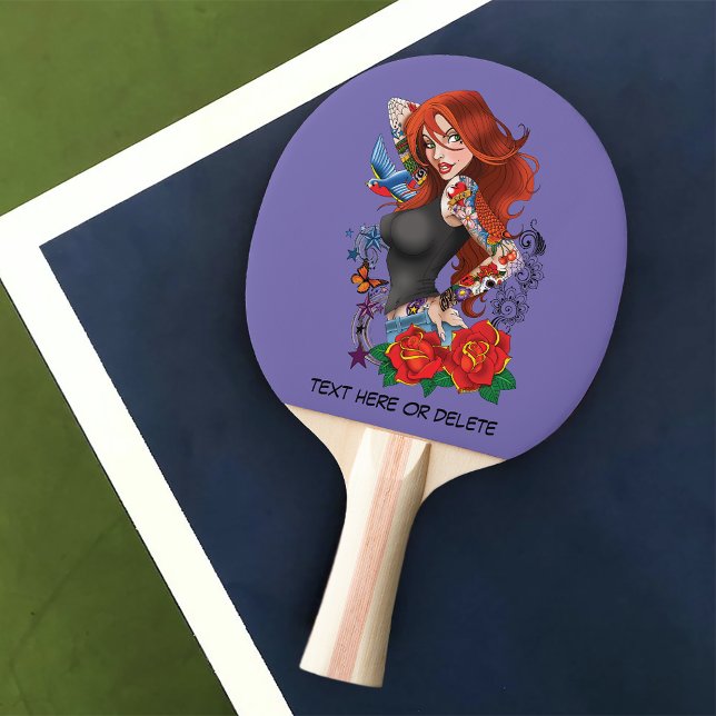 Raquette De Ping Pong Tatouages de femme rousse (Créateur téléchargé)
