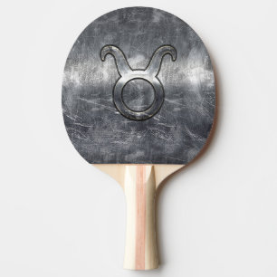 Raquette De Ping Pong Taurus Zodiac Symbol in Grunge Distressed Style