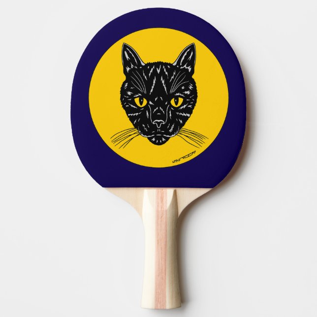 Raquette De Ping Pong Tête de chat noir (Devant)
