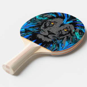 Raquette De Ping Pong Tête de lion bleu - Pagaie de pong de ping de lion