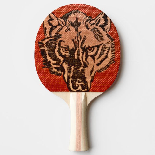 Raquette De Ping Pong Tête de loup sur la pagaie de ping-pong rouge (Devant)