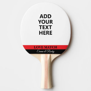 Raquette De Ping Pong Texte personnalisé moderne Nom du couple Rouge N