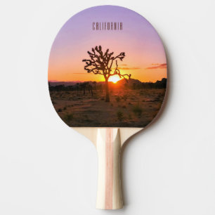 Raquette De Ping Pong Texte photo personnalisé Coucher de soleil violet