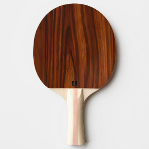 Raquette De Ping Pong Texture de bois d'acajou marron Monogramme