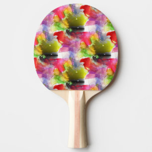 Raquette De Ping Pong Texture de conception rouge, aquarelle jaune