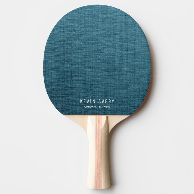 Raquette De Ping Pong Texture de lin bleu simple personnalisée (Devant)