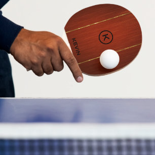 Raquette De Ping Pong Texture en bois d'acajou monogramme