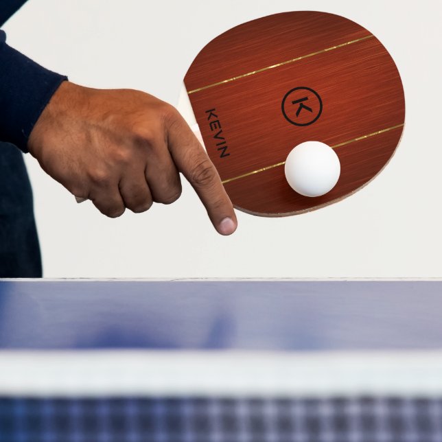 Raquette De Ping Pong Texture en bois d'acajou monogramme (Insitu)