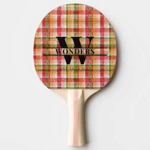 Raquette De Ping Pong Texture Tartan Plaid Personnalisé Monogrammé