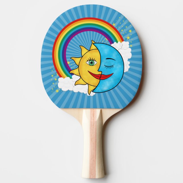 Raquette De Ping Pong Thème céleste Sun Moon Rainboow (Dos)
