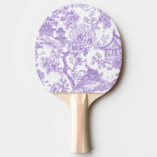 Raquette De Ping Pong Toile de chinoiserie violette dragon fleur de ceri