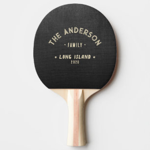 Raquette De Ping Pong Toile de Fond Noir Nom de Famille Vintage Bord de 