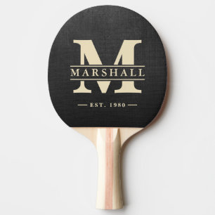 Raquette De Ping Pong Toile noire avec monogramme et superposition de no