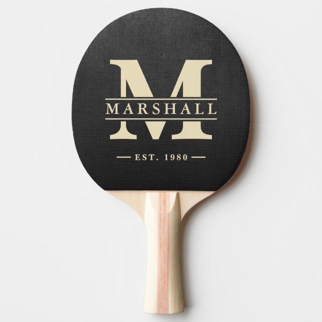 Raquette De Ping Pong Toile noire avec monogramme et superposition de no (Devant)