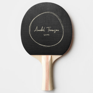 Raquette De Ping Pong Toile noire nom dans un cercle dessiné