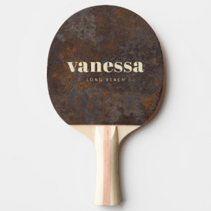 Raquette De Ping Pong Tôle Métallique Rouillée Minimaliste Nom Classique
