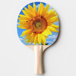 Raquette De Ping Pong Tournesol jaune et abeilles sur le ciel bleu - Jou