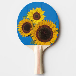 Raquette De Ping Pong Tournesols contre clôture bleue