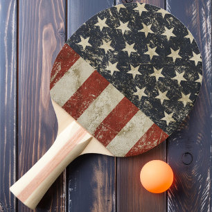 Raquette De Ping Pong Toutes les étoiles et bandes vintage américaines
