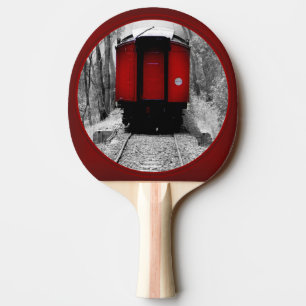 Raquette De Ping Pong Train à vapeur à l'ancienne avec Caboose rouge