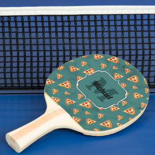 Raquette De Ping Pong Tranches de pizza cool vintage motif turquoise Mon