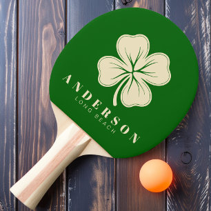 Raquette De Ping Pong Trèfle à quatre feuilles irlandais chanceux avec n