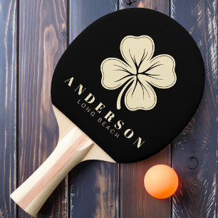 Raquette De Ping Pong Trèfle à quatre feuilles irlandais chanceux avec n