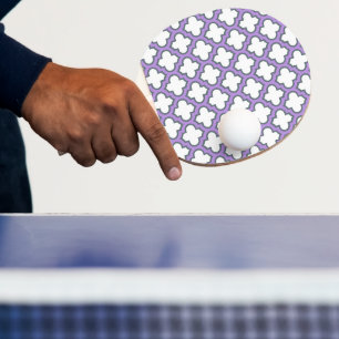 Raquette De Ping Pong Trellis blanc et violet, treillis, Quatrefoil