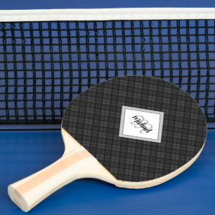 Raquette De Ping Pong Trendy noir blanc tartan Personnaliser Monogramme