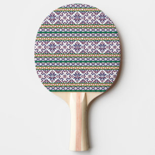 Raquette De Ping Pong Tribal Multicolore ancien symbole folk art design