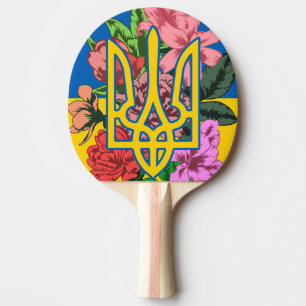 Raquette De Ping Pong Trident ukrainien et drapeau de l'Ukraine avec des