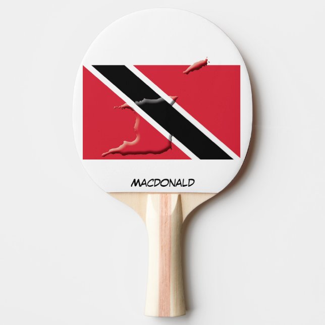 Raquette De Ping Pong TRINIDAD TOBAGO DRAPEAU & CARTE Personnalisé (Devant)