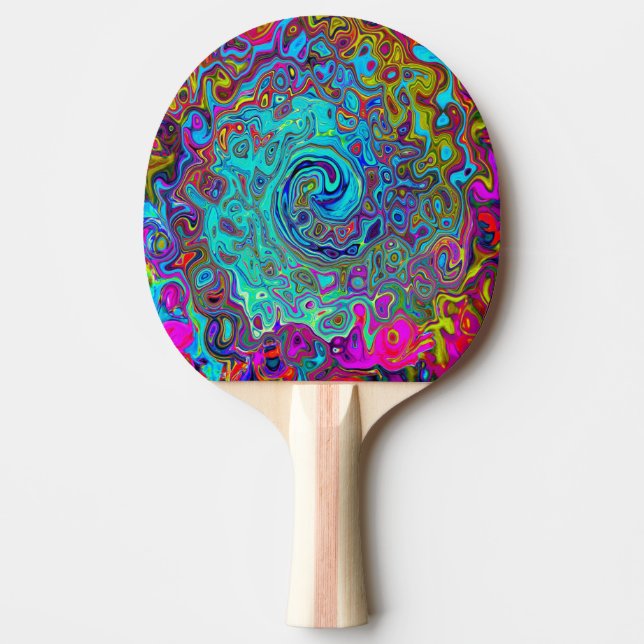Raquette De Ping Pong Trippy Sky Blue Abstrait Retro Liquid Swirl (Devant)