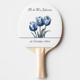 Raquette De Ping Pong Tulipes dans Delft Blue personnalisable
