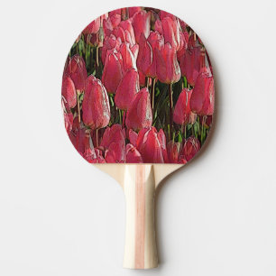 Raquette De Ping Pong Tulipes roses florales