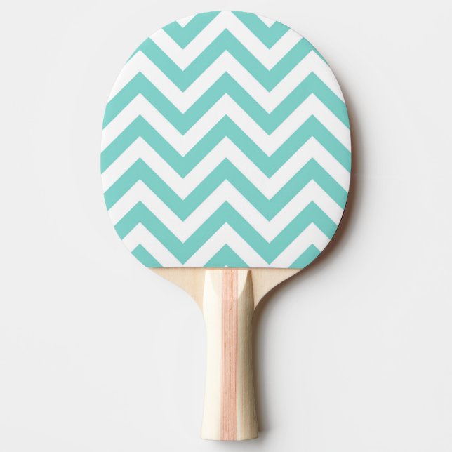 Raquette De Ping Pong Turquoise Aqua White Large Chevron ZigZag (Devant)