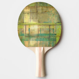 Raquette De Ping Pong Turquoise dorée et peinture abstraite de vert