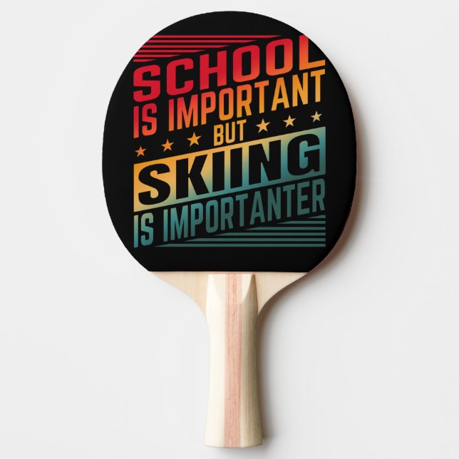 Raquette De Ping Pong Typographie de citations de ski drôles (Devant)