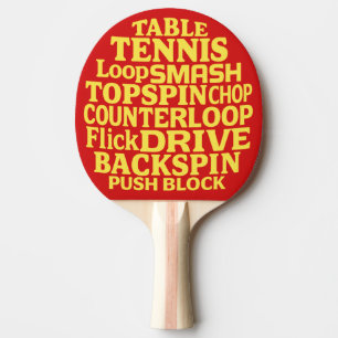 Raquette De Ping Pong Typographie Moderne Word Art Texte Jaune