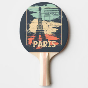 Raquette De Ping Pong Typographie parisienne : affiche Eiffel abstraite.