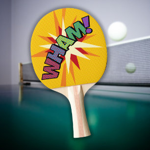 Raquette De Ping Pong Typographie WHAM colorée moderne de bande dessinée