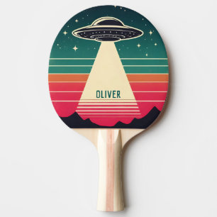 Raquette De Ping Pong UFO Vintage au Coucher de Soleil Personnalisé