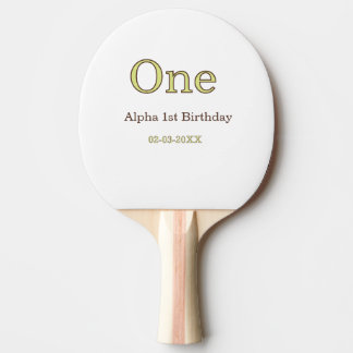 Raquette De Ping Pong un 1er anniversaire vert marron pastel gras nom da
